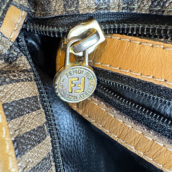 FENDI Vintage Pequin striped tote shoulder bag - Picture 5 of 10